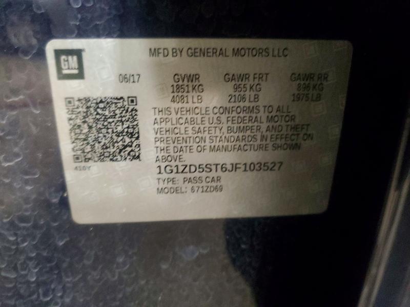 63296746 :رقم المزاد ، 1G1ZD5ST6JF103527 vin ، 2018 Chevrolet Malibu مزاد بيع