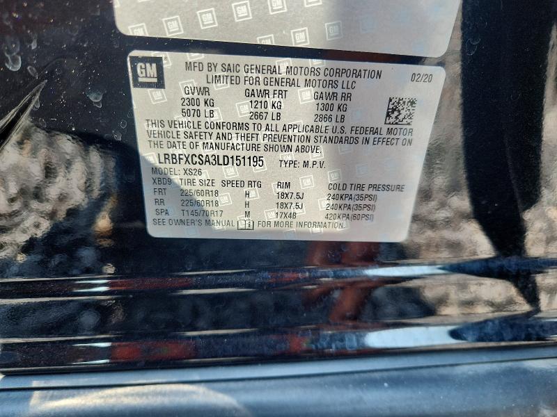 63671276 :رقم المزاد ، LRBFXCSA3LD151195 vin ، 2020 Buick Envision مزاد بيع