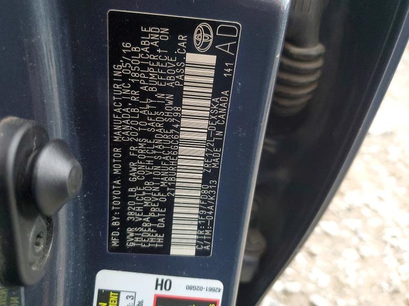 Aukcja sprzedaży 2016 Toyota Corolla, vin: 2T1BURHE6GC674798, numer aukcji: 64053006