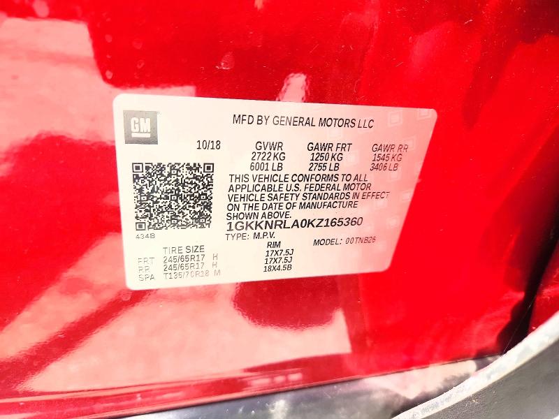 Aukcja sprzedaży 2019 Gmc Acadia, vin: 1GKKNRLA0KZ165360, numer aukcji: 61506006