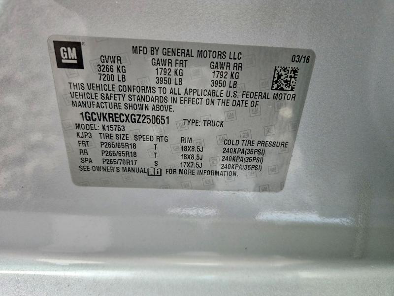 Продажа на аукционе авто 2016 Chevrolet Silverado, vin: 1GCVKRECXGZ250651, номер лота: 63694716