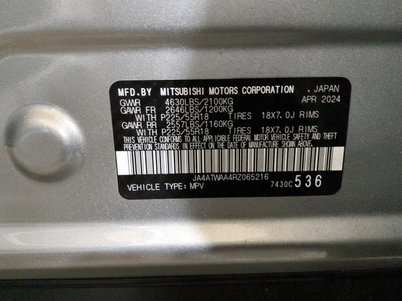 Aukcja sprzedaży 2024 Mitsubishi Eclipse Cross, vin: JA4ATWAA4RZ065216, numer aukcji: 63202776