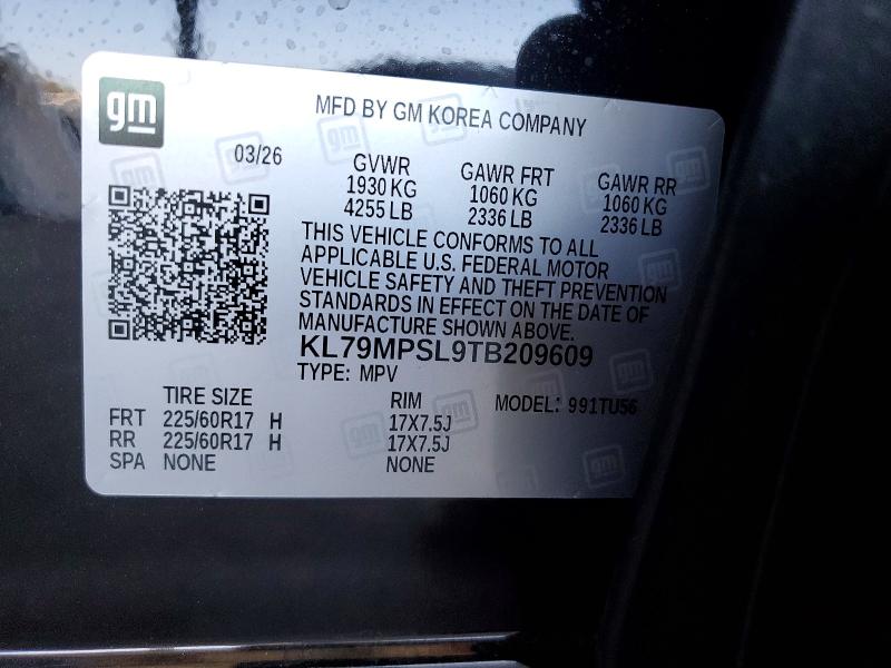 63502106 :رقم المزاد ، KL79MPSL9TB209609 vin ، 2026 Chevrolet Trailblazer مزاد بيع