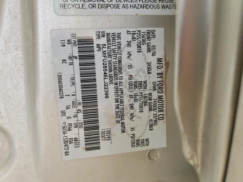2006 Lincoln Navigator მანქანა იყიდება აუქციონზე, vin: 5LMFU28546LJ22399, აუქციონის ნომერი: 65869156