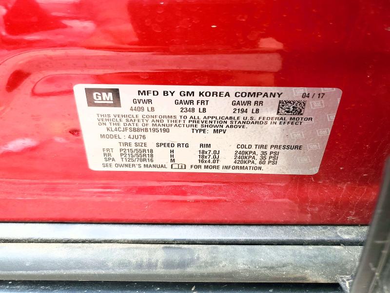 Aukcja sprzedaży 2017 Buick Encore, vin: KL4CJFSB8HB195190, numer aukcji: 67066426