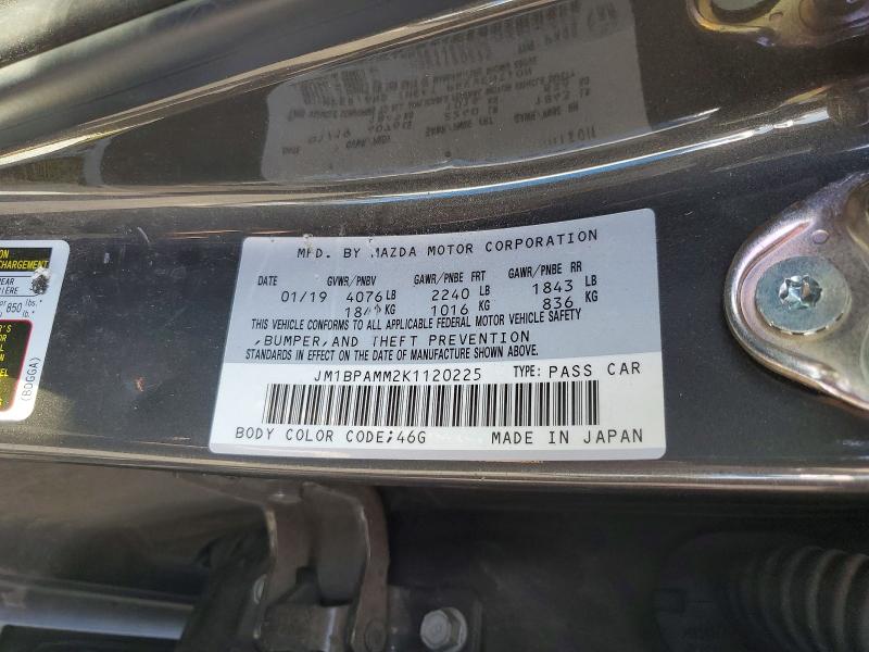 Aukcja sprzedaży 2019 Mazda 3, vin: JM1BPAMM2K1120225, numer aukcji: 66043956