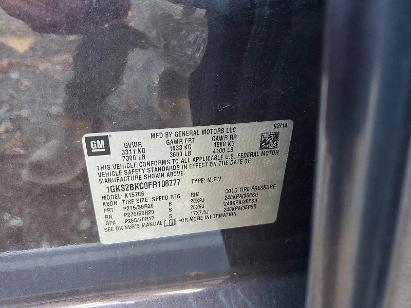 2015 Gmc Yukon მანქანა იყიდება აუქციონზე, vin: 1GKS2BKC0FR108777, აუქციონის ნომერი: 63520916
