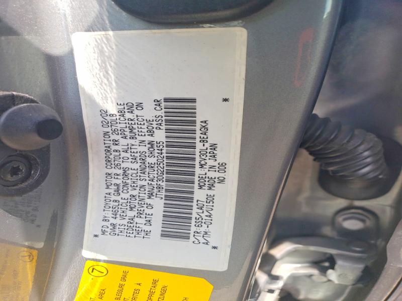 63035166 :رقم المزاد ، JTHBF30G225024455 vin ، 2002 Lexus Es مزاد بيع