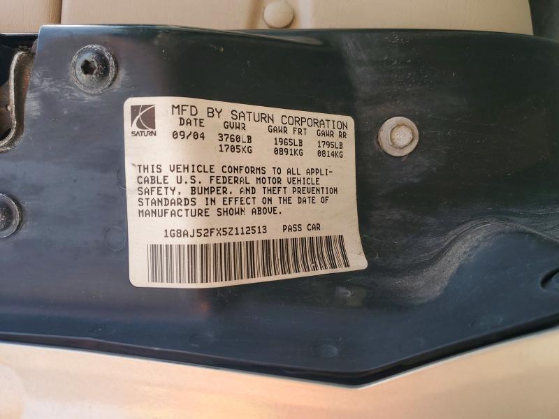 2005 Saturn Ion მანქანა იყიდება აუქციონზე, vin: 1G8AJ52FX5Z112513, აუქციონის ნომერი: 64396486