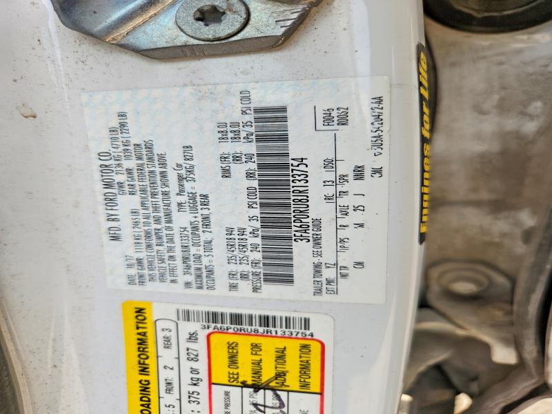 2018 Ford Fusion მანქანა იყიდება აუქციონზე, vin: 3FA6P0RU8JR133754, აუქციონის ნომერი: 66613226