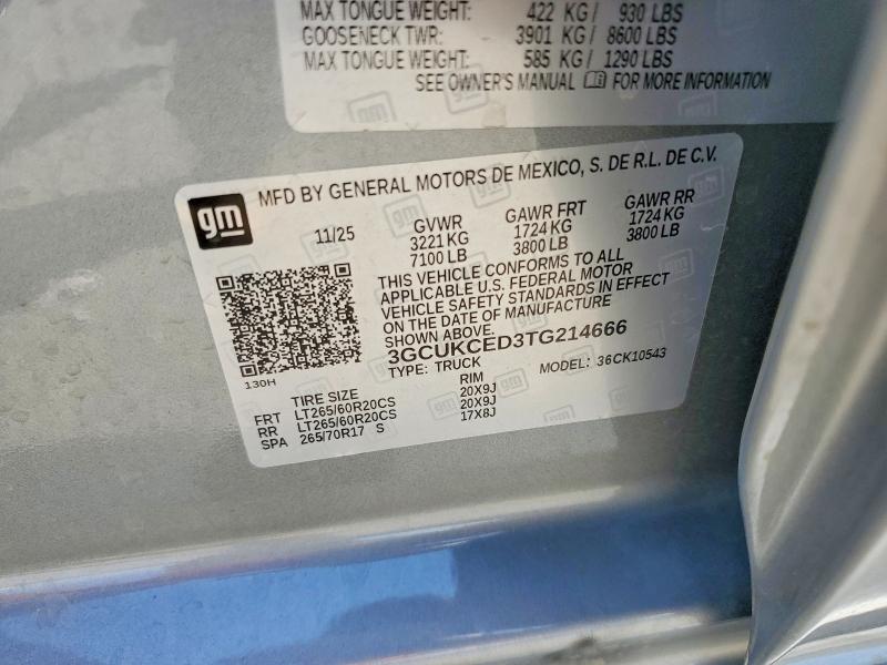 2026 Chevrolet Silverado მანქანა იყიდება აუქციონზე, vin: 3GCUKCED3TG214666, აუქციონის ნომერი: 65269516