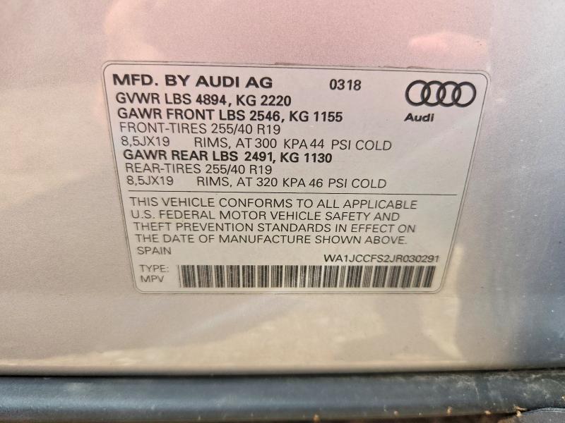 64151776 :رقم المزاد ، WA1JCCFS2JR030291 vin ، 2018 Audi Q3 مزاد بيع