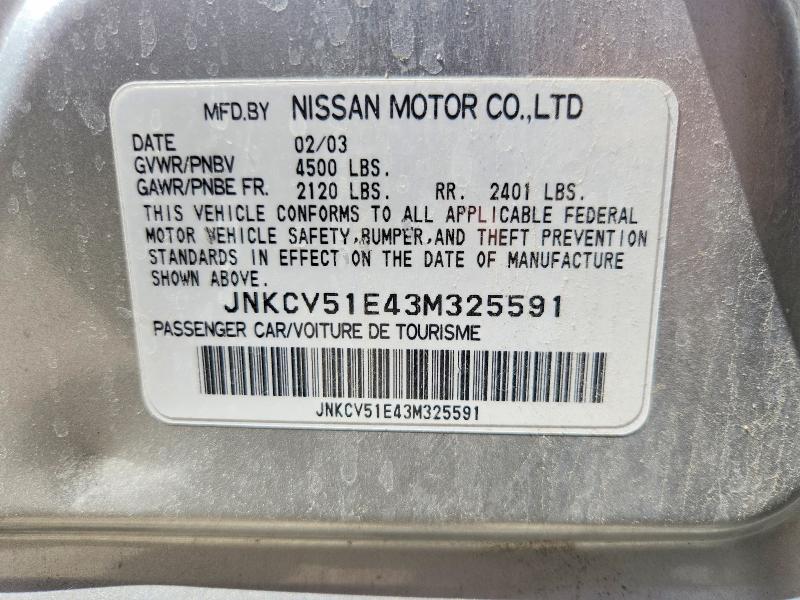 65891106 :رقم المزاد ، JNKCV51E43M325591 vin ، 2003 Infiniti G35 مزاد بيع