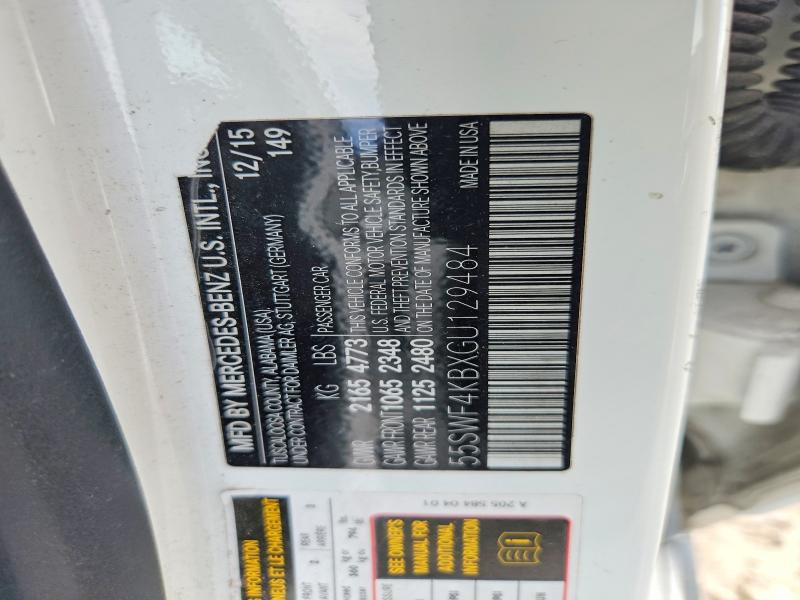 Aukcja sprzedaży 2016 Mercedes-benz C, vin: 55SWF4KBXGU129484, numer aukcji: 65451626