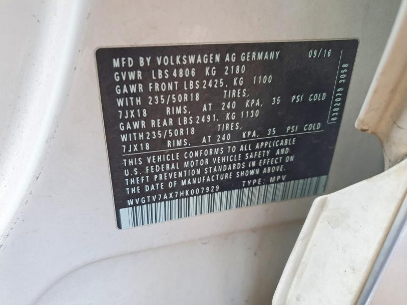 2017 Volkswagen Tiguan მანქანა იყიდება აუქციონზე, vin: WVGTV7AX7HK007929, აუქციონის ნომერი: 65229176