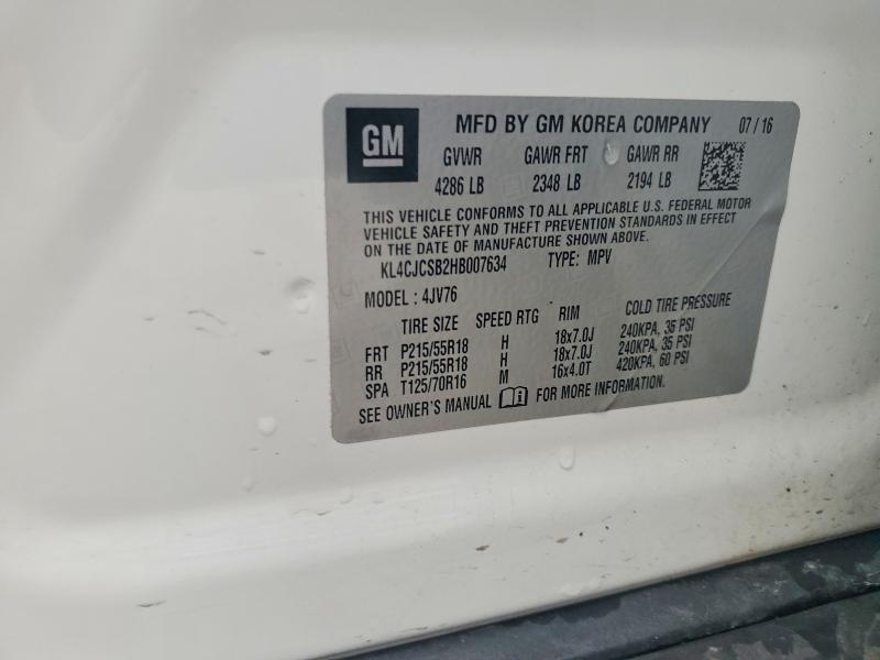 Продажа на аукционе авто 2017 Buick Encore, vin: KL4CJCSB2HB007634, номер лота: 64056216