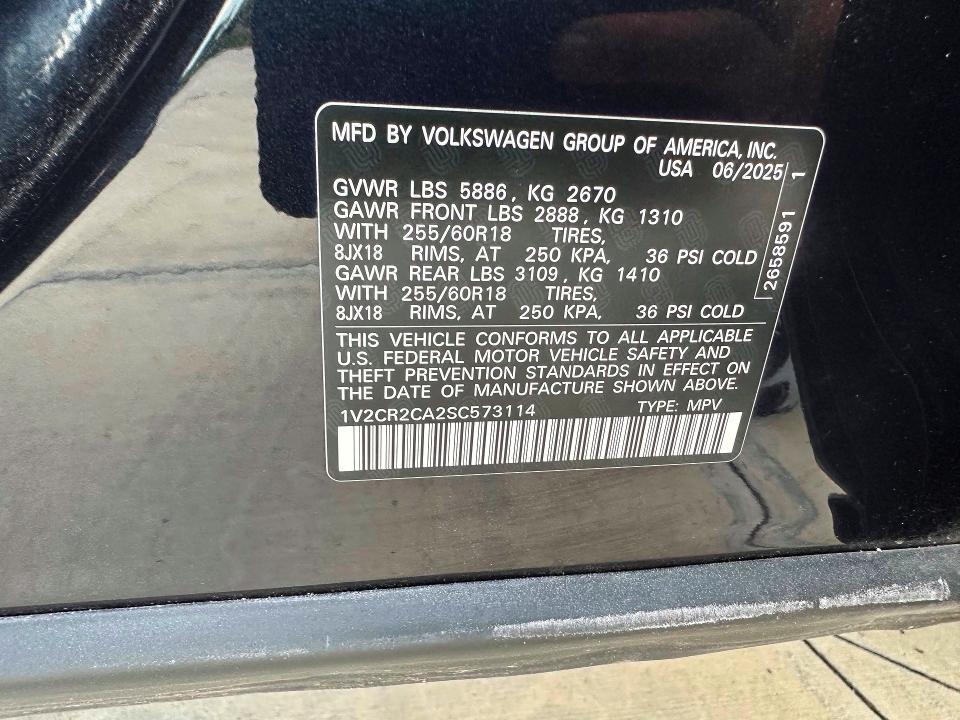 Продаж на аукціоні авто 2025 Volkswagen Atlas, vin: 1V2CR2CA2SC573114, номер лоту: 66265106