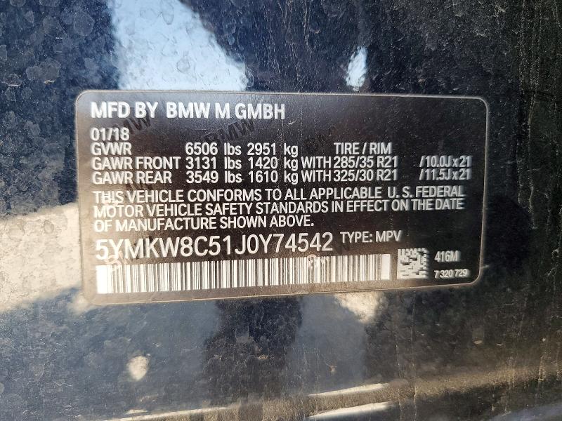 Продажа на аукционе авто 2018 Bmw X6, vin: 5YMKW8C51J0Y74542, номер лота: 64437666
