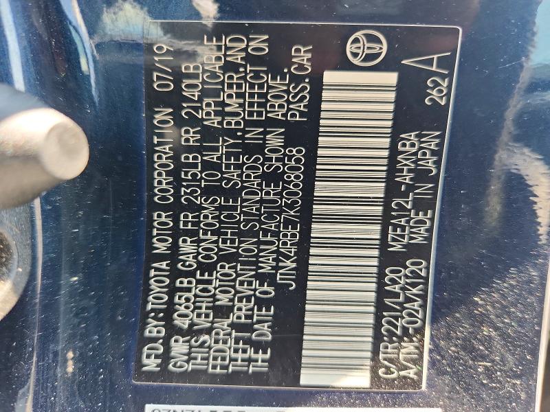Aukcja sprzedaży 2019 Toyota Corolla Hatchback, vin: JTNK4RBE7K3068058, numer aukcji: 63730246