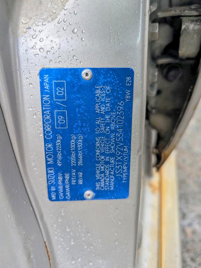 Aukcja sprzedaży 2003 Suzuki Xl7, vin: JS3TX92V534102396, numer aukcji: 59135426