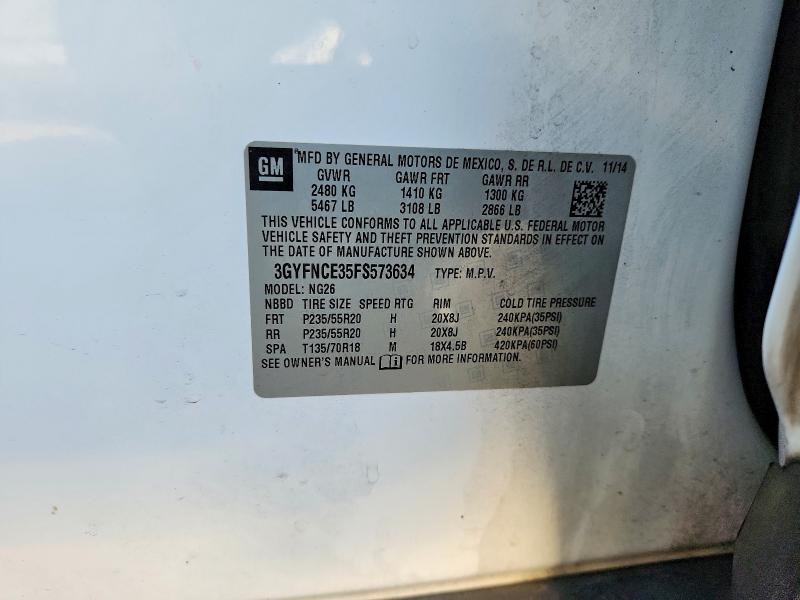 Продаж на аукціоні авто 2015 Cadillac Srx, vin: 3GYFNCE35FS573634, номер лоту: 63722096