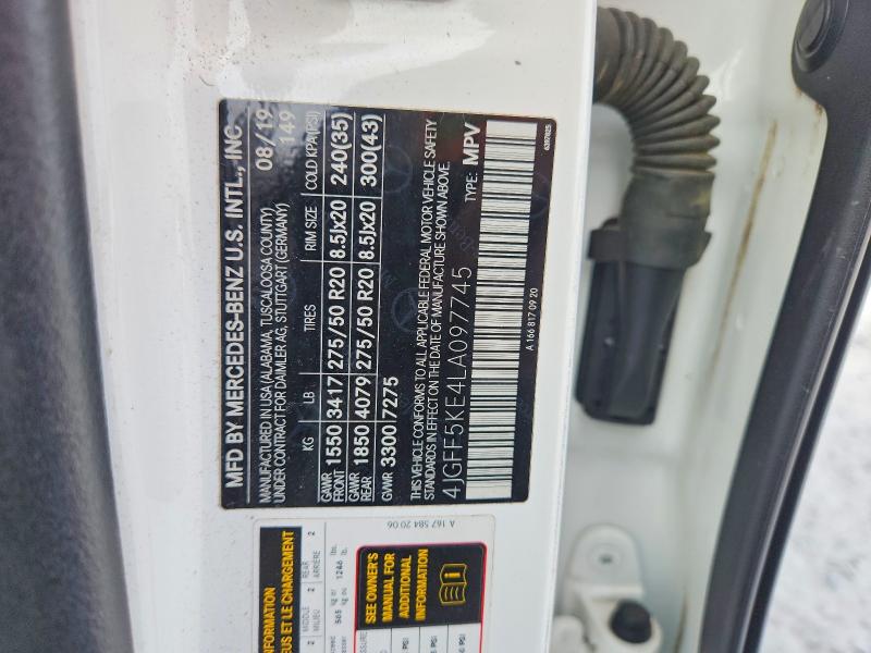 Aukcja sprzedaży 2020 Mercedes-benz Gls, vin: 4JGFF5KE4LA097745, numer aukcji: 66347306