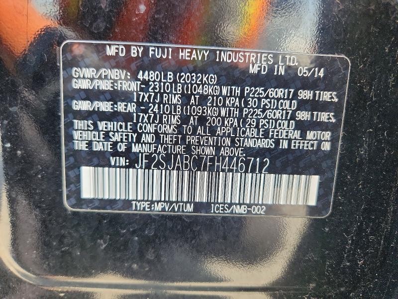 Aukcja sprzedaży 2015 Subaru Forester, vin: JF2SJABC7FH446712, numer aukcji: 64968076