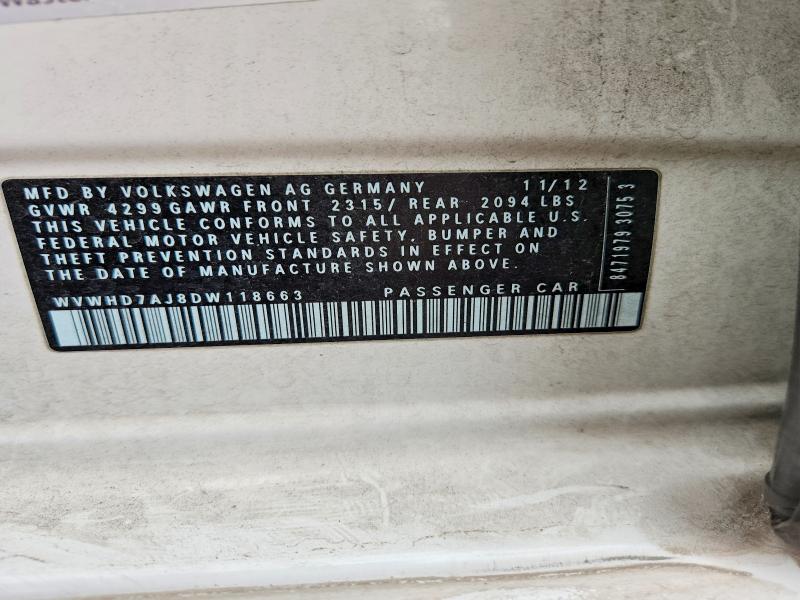 66635276 :رقم المزاد ، WVWHD7AJ8DW118663 vin ، 2013 Volkswagen Gti مزاد بيع