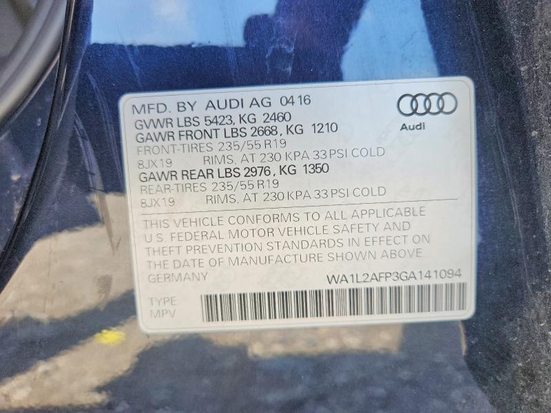 64387596 :رقم المزاد ، WA1L2AFP3GA141094 vin ، 2016 Audi Q5 مزاد بيع