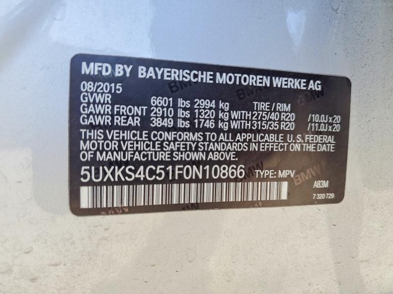 Продаж на аукціоні авто 2015 Bmw X5, vin: 5UXKS4C51F0N10866, номер лоту: 64642306