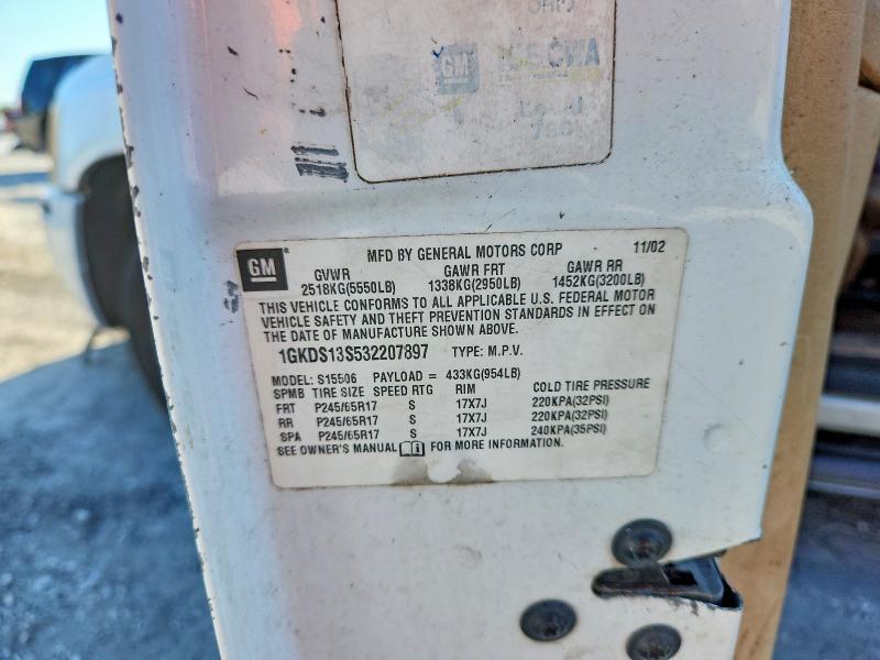 2003 Gmc Envoy მანქანა იყიდება აუქციონზე, vin: 1GKDS13S532207897, აუქციონის ნომერი: 64671546