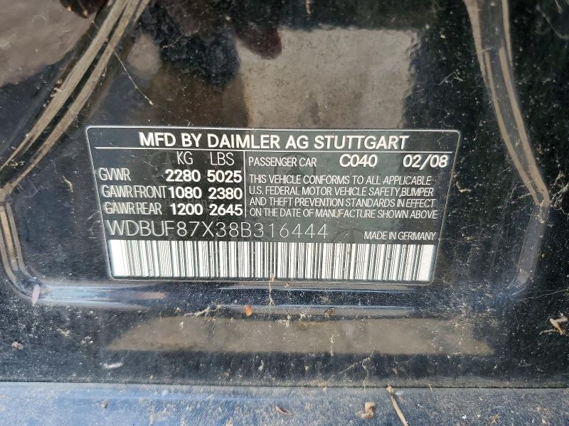 Продажа на аукционе авто 2008 Mercedes-benz E, vin: WDBUF87X38B316444, номер лота: 63686146