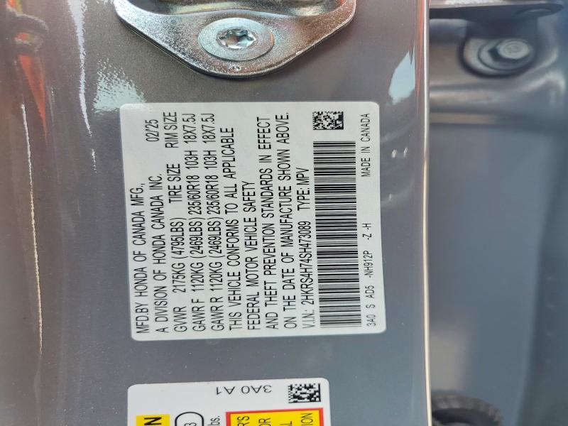 Продажа на аукционе авто 2025 Honda Cr-v, vin: 2HKRS4H74SH473089, номер лота: 66565566