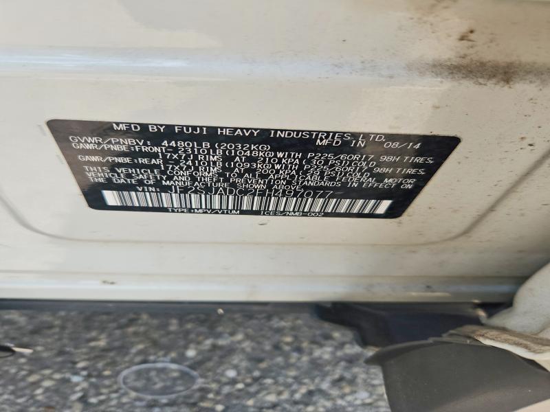 2015 Subaru Forester მანქანა იყიდება აუქციონზე, vin: JF2SJADC2FH497077, აუქციონის ნომერი: 63710596