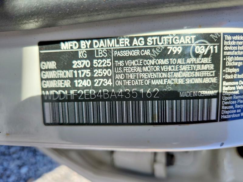 65568066 :رقم المزاد ، WDDHF2EB4BA435162 vin ، 2011 Mercedes-benz E مزاد بيع