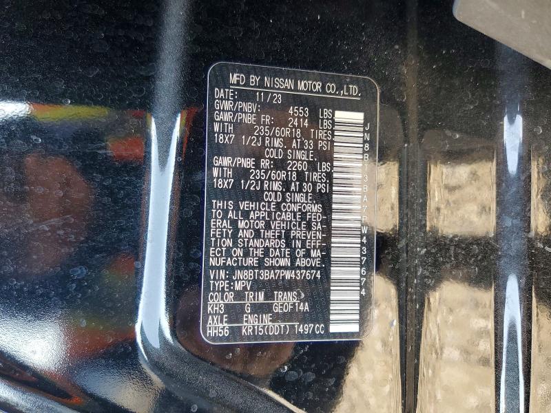 2023 Nissan Rogue მანქანა იყიდება აუქციონზე, vin: JN8BT3BA7PW437674, აუქციონის ნომერი: 63013576