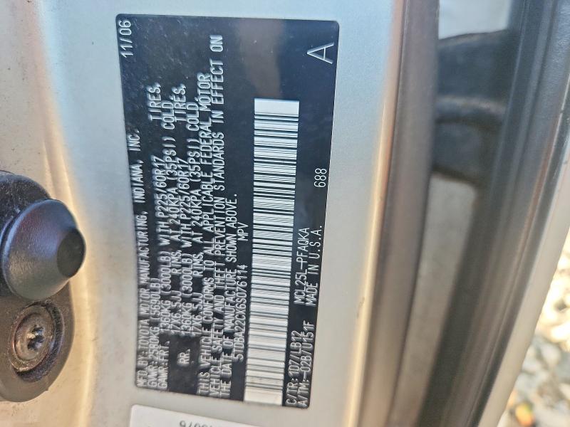 Aukcja sprzedaży 2006 Toyota Sienna, vin: 5TDBA22CX6S076114, numer aukcji: 66171786