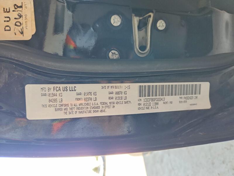 62758916 :رقم المزاد ، 1C3CDFBB3FD222413 vin ، 2015 Dodge Dart مزاد بيع