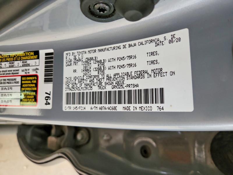 2020 Toyota Tacoma მანქანა იყიდება აუქციონზე, vin: 3TMAZ5CN3LM139135, აუქციონის ნომერი: 66980706