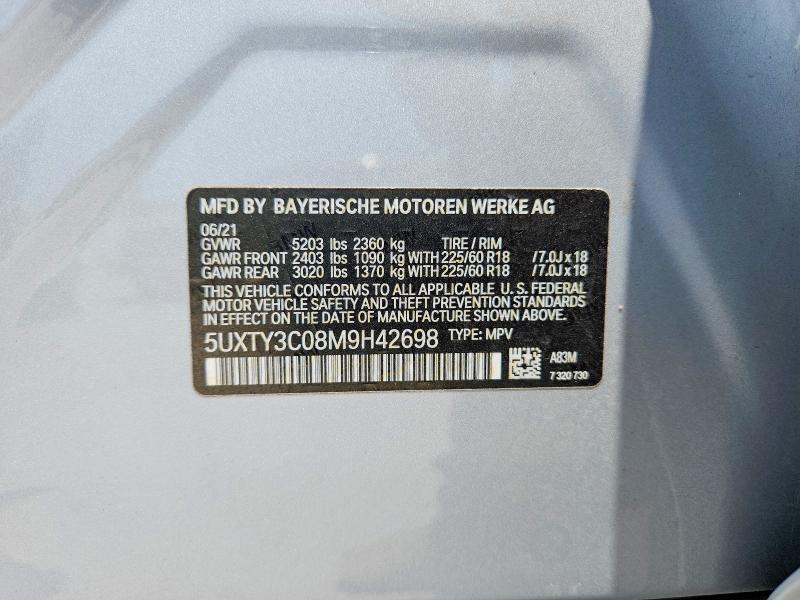 Aukcja sprzedaży 2021 Bmw X3, vin: 5UXTY3C08M9H42698, numer aukcji: 62331316