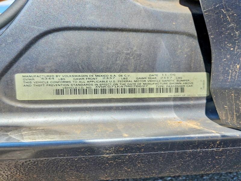 Aukcja sprzedaży 2007 Volkswagen Jetta, vin: 3VWEG71K47M078697, numer aukcji: 65678576