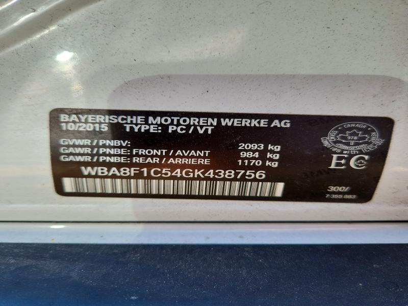 Aukcja sprzedaży 2016 Bmw 328, vin: WBA8F1C54GK438756, numer aukcji: 64747996