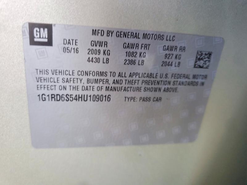 2017 Chevrolet Volt მანქანა იყიდება აუქციონზე, vin: 1G1RD6S54HU109016, აუქციონის ნომერი: 66814336