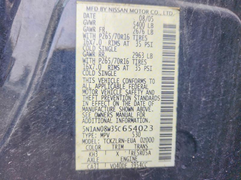 63350256 :رقم المزاد ، 5N1AN08W35C654023 vin ، 2005 Nissan Xterra مزاد بيع