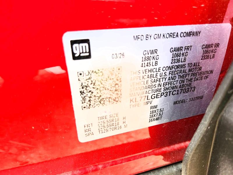2026 Chevrolet Trax მანქანა იყიდება აუქციონზე, vin: KL77LGEP3TC170373, აუქციონის ნომერი: 63926876