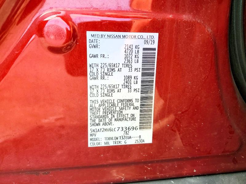 Продаж на аукціоні авто 2020 Nissan Rogue, vin: 5N1AT2MV6LC733696, номер лоту: 63962496