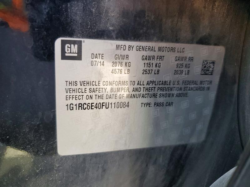 2015 Chevrolet Volt მანქანა იყიდება აუქციონზე, vin: 1G1RC6E40FU110084, აუქციონის ნომერი: 65957386