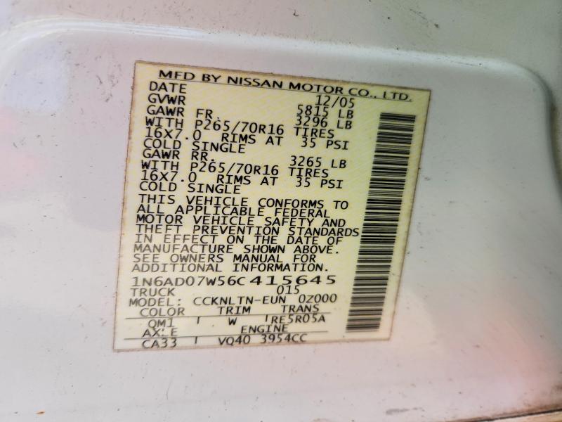 Продаж на аукціоні авто 2006 Nissan Frontier, vin: 1N6AD07W56C415645, номер лоту: 63934296