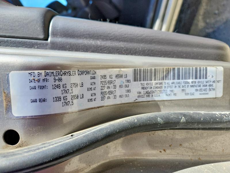 2001 Jeep Grand Cherokee მანქანა იყიდება აუქციონზე, vin: 1J4GW58N71C551711, აუქციონის ნომერი: 62628336