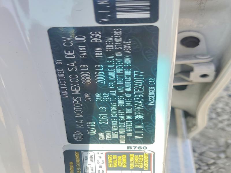 63903126 :رقم المزاد ، 3KPFK4A79JE240177 vin ، 2018 Kia Forte مزاد بيع